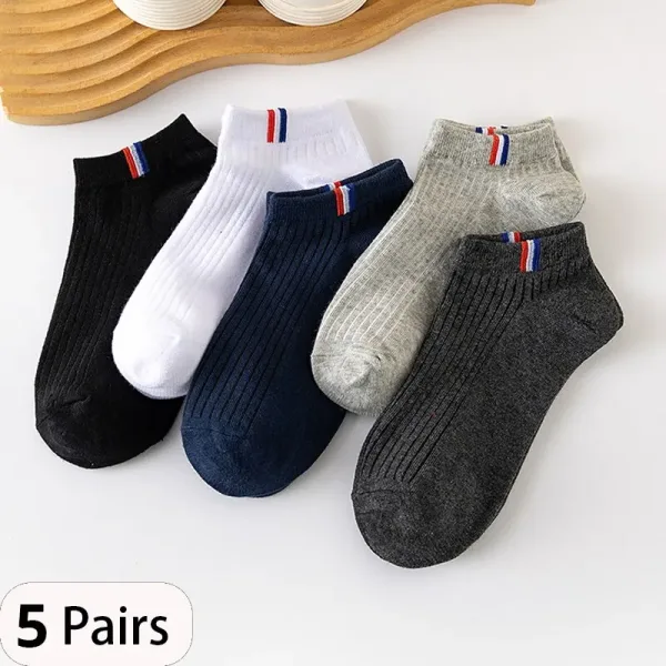 5 pares de calcetines finos de verano para bote de mezcla de colores lisos calcetines casuales