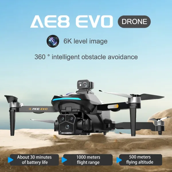 AE8 EVO Dron con tres c maras dispositivo con posicionamiento GPS 6K HD fotograf a a