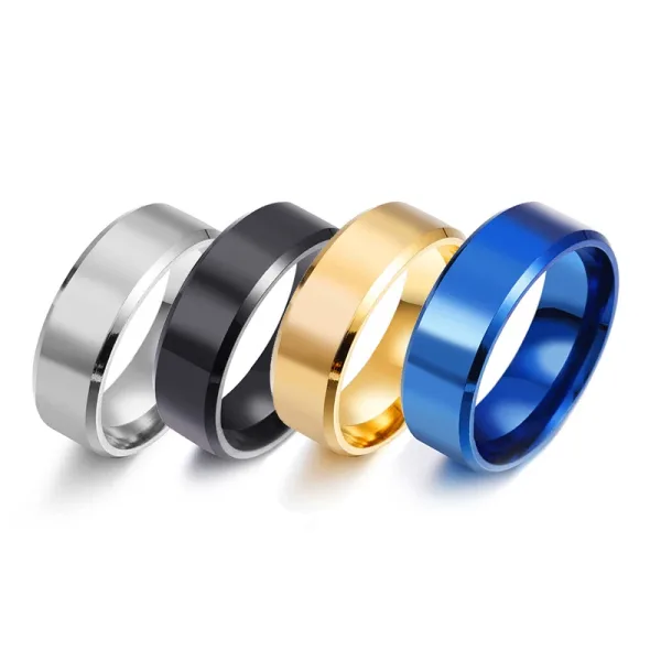 Anillo cl sico de 8mm para hombre y mujer sortija Simple de acero inoxidable cepillado en