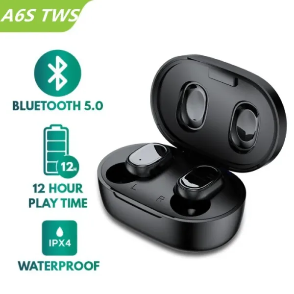 Auriculares TWS A6S originales inal mbricos por Bluetooth deportivos est reo para Xiaomi Huawei y iPhone