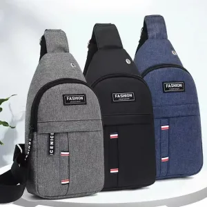 Bolso de pecho sencillo de nailon para hombre bandolera de un hombro impermeable a la moda 6