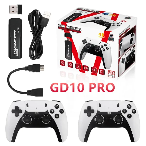 Consola Stick de videojuegos GD10 PRO mando inal mbrico doble de 2 4G 4K 58000 juegos