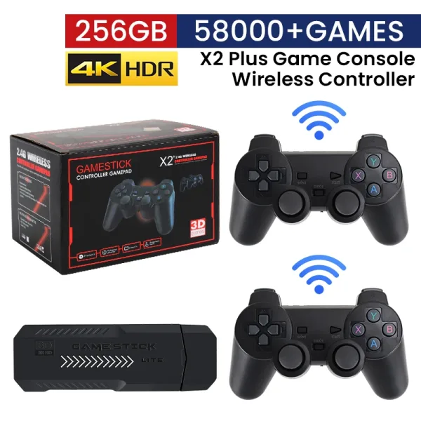 Consola de videojuegos X2 Plus mando inal mbrico doble 4K HD 2 4G para N64 PSP