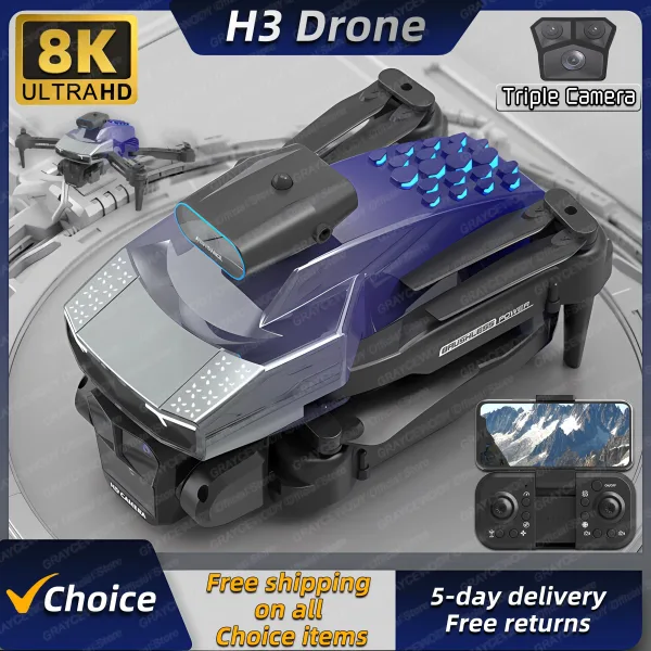 Dron Profesional H3 8K cuadric ptero plegable con Triple C mara 4K evitaci n de obst