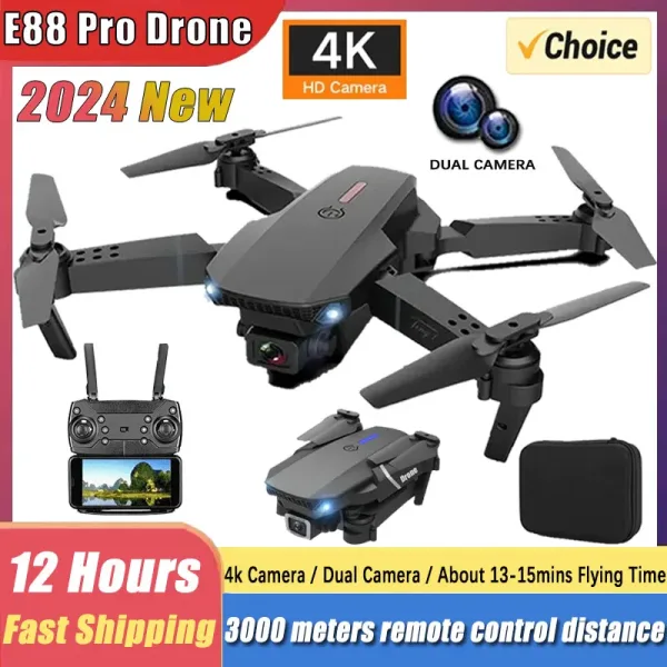 Dron profesional E88Pro 4K con gran angular de 1080P helic ptero plegable con c mara Dual