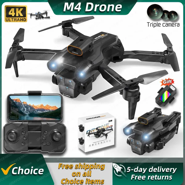 Dron profesional M4 RC 4K con 5G WIFI MINI Dron con c mara Triple HD cuadric