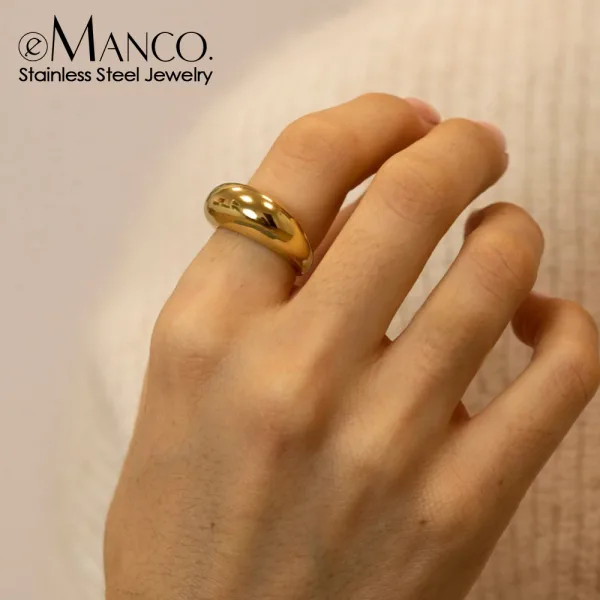 E manco Anillos simples de acero inoxidable para mujer joyer a geom trica tama o 5 6