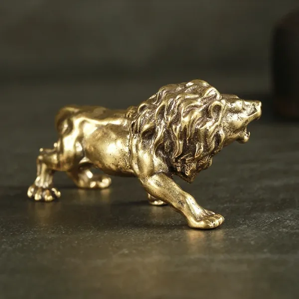 Estatua de Le n de bronce antiguo adornos peque os figuras en miniatura de leones de