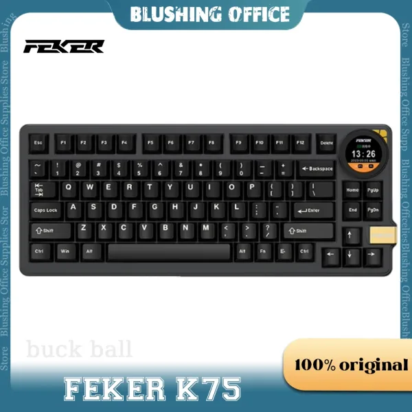 Feker Teclado mec nico K75 para videojuegos perif rico con perilla de pantalla Bluetooth inal mbrico