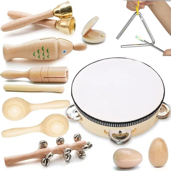 Instrumentos musicales de madera para ni os juguete educativo Montessori juego de instrumentos de m sica