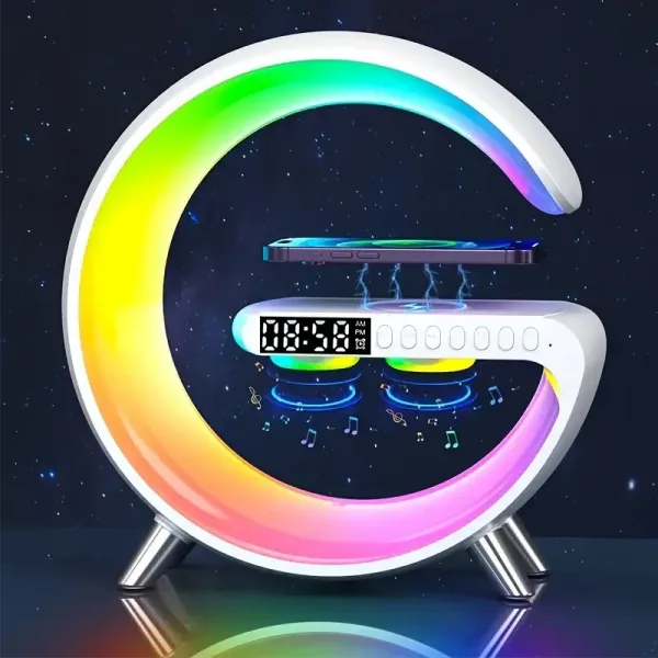 L mpara de luz nocturna RGB reloj despertador multifunci n Altavoz Bluetooth TF 15W cargador inal 6