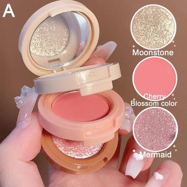 Paleta de rubor 3 en 1 mate colorete nacarado sombra de ojos brillante paleta de maquillaje