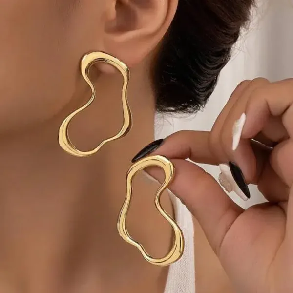 Pendientes de tuerca geom tricos de Metal para mujer aretes minimalistas irregulares de moda regalos de