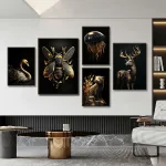 Pintura-en-lienzo-de-guila-y-Le-n-de-Oro-Negro-p-ster-de-Metal-arte-1.webp