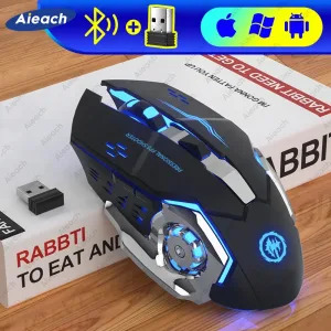 Rat n inal mbrico recargable para juegos Mouse silencioso con Bluetooth USB mec nico e sports 6