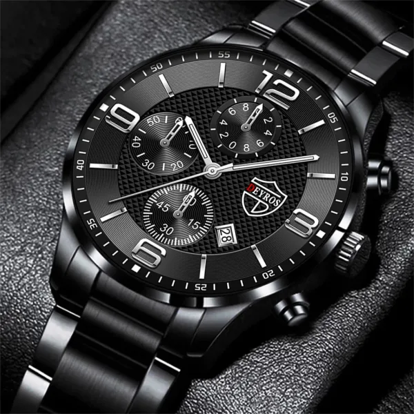 Reloj de negocios de lujo para hombre cron grafo de cuarzo de acero inoxidable luminoso con