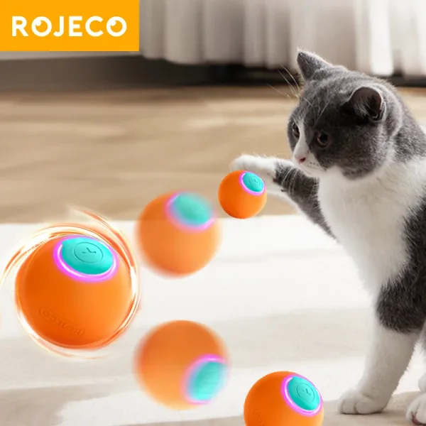 Robeco pelota de rebote interactiva inteligente para gatos pelota rodante autom tica juguete el ctrico autom