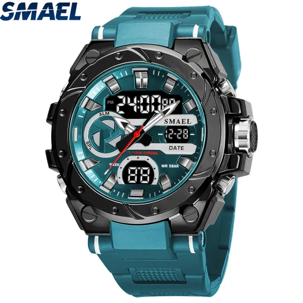 SMAEL relojes deportivos multifuncionales para hombre pulsera con pantalla LED 8029 resistente al agua hasta 50M