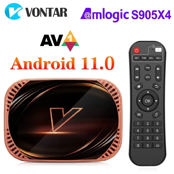 VONTAR Dispositivo de TV inteligente X4 decodificador con Android 11 Amlogic S905X4 4GB 128 GB 32GB