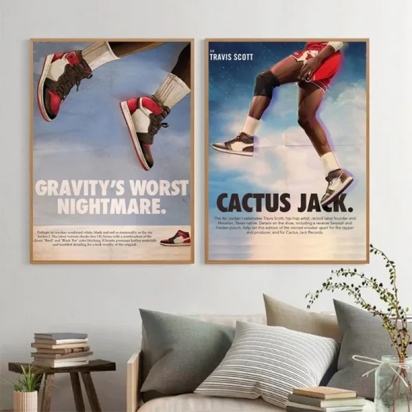 Estampados De Calzado Baloncestista En Estilo Retro Para Decoración Mural Asombroso, Brillante