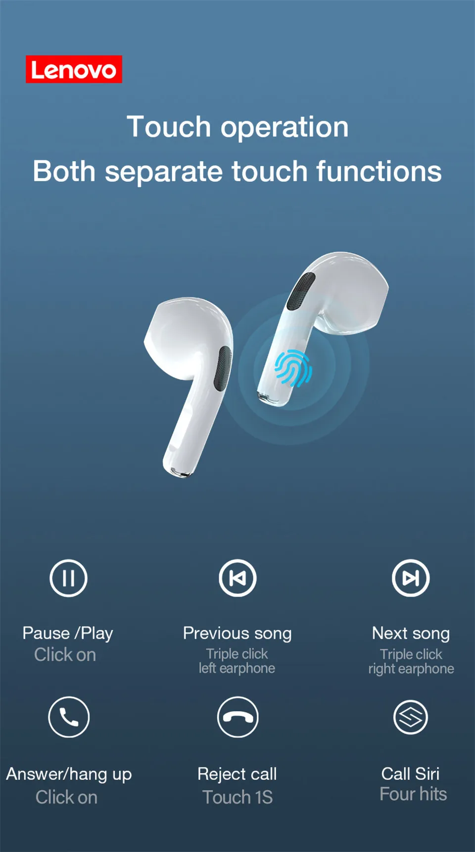 Calidad Auténtica Lenovo Auriculares Inalámbricos Calidad Auténtica Lenovo Auriculares Inalámbricos