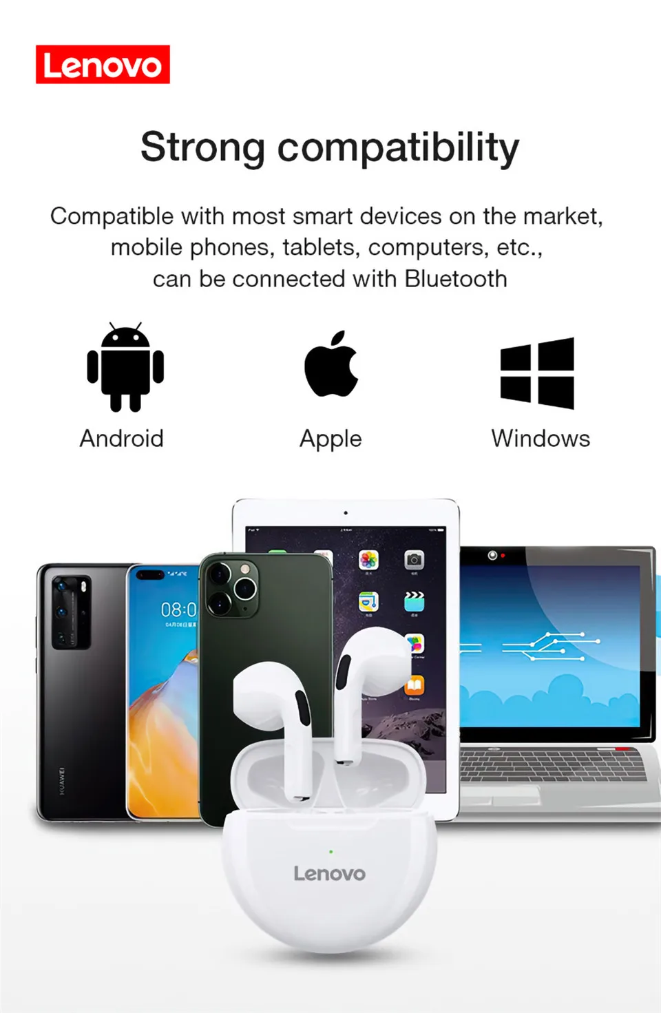 Calidad Auténtica Lenovo Auriculares Inalámbricos Calidad Auténtica Lenovo Auriculares Inalámbricos