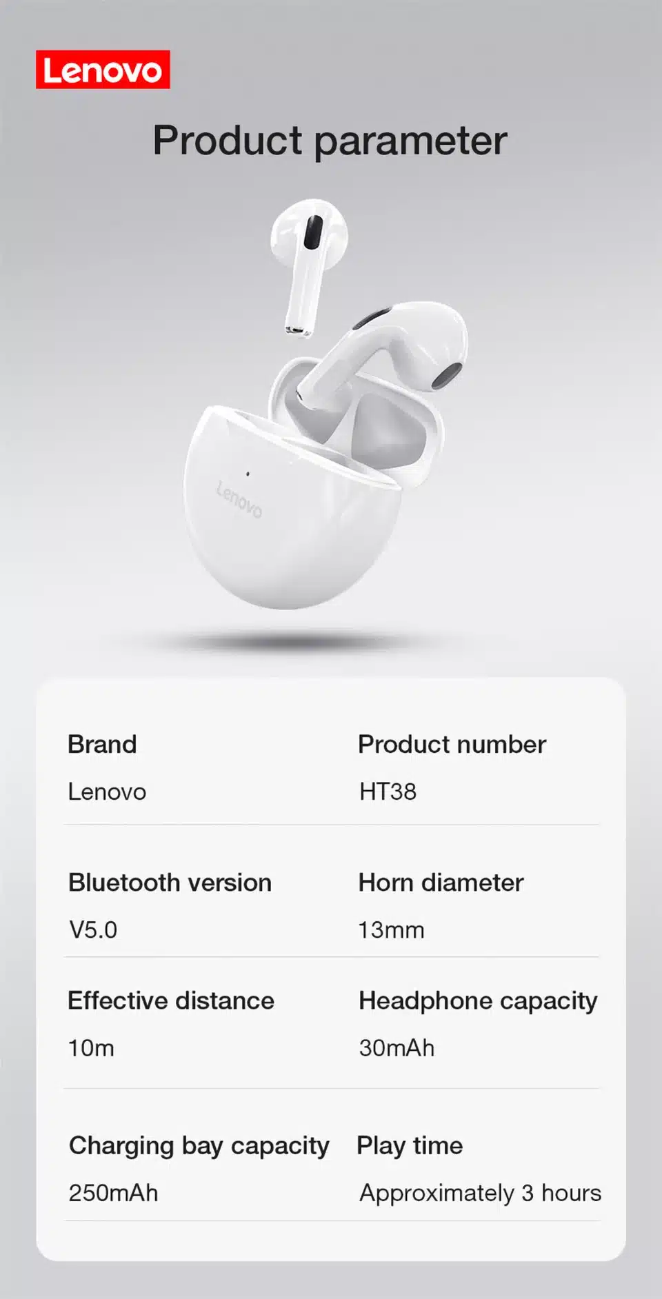 Calidad Auténtica Lenovo Auriculares Inalámbricos Calidad Auténtica Lenovo Auriculares Inalámbricos