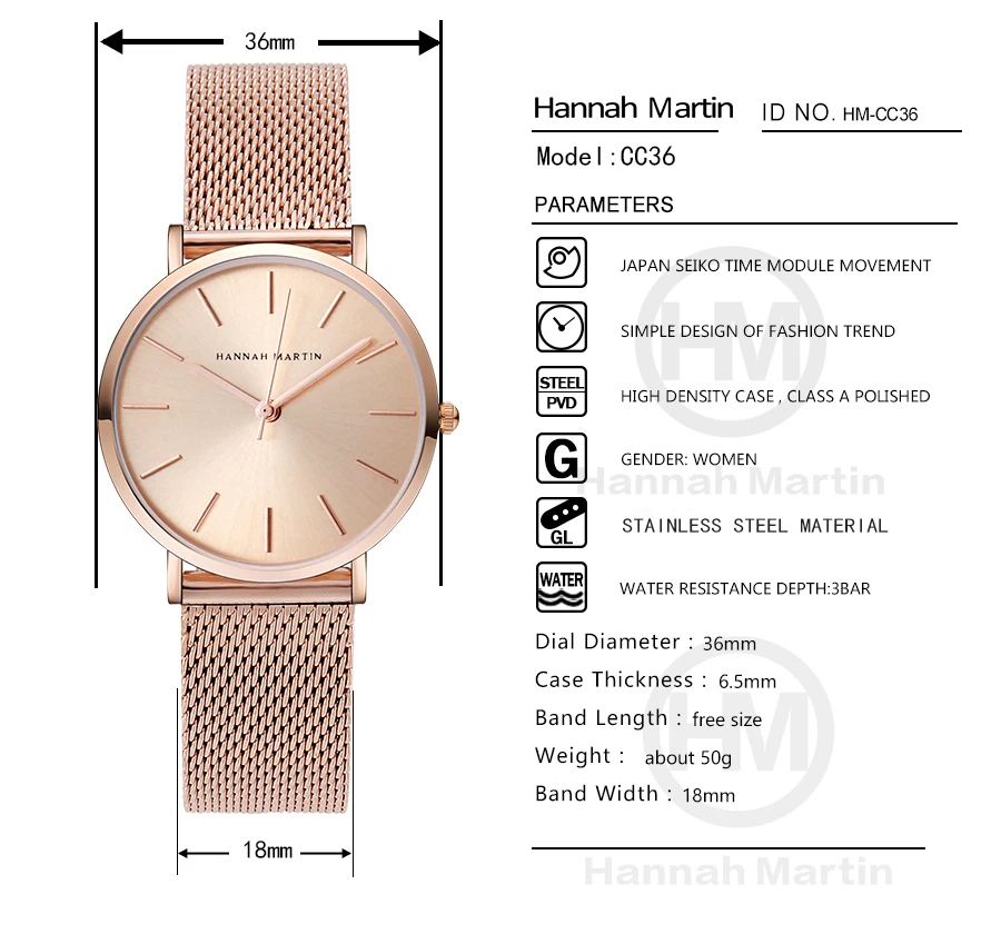 Reloj De Pulsera De Lujo Para Mujer De Banda De Acero Inoxidable De Calidad