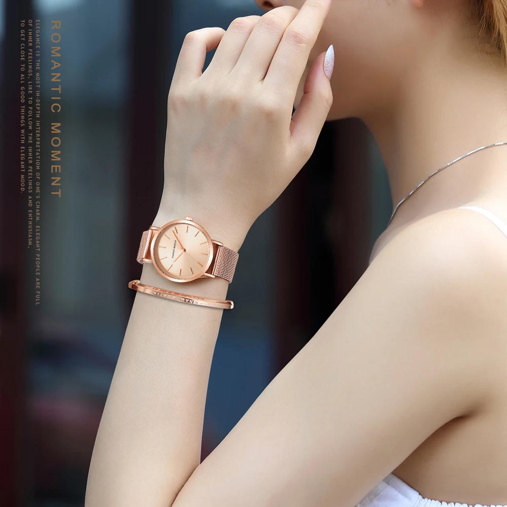 Reloj De Pulsera De Lujo Para Mujer De Banda De Acero Inoxidable De Calidad