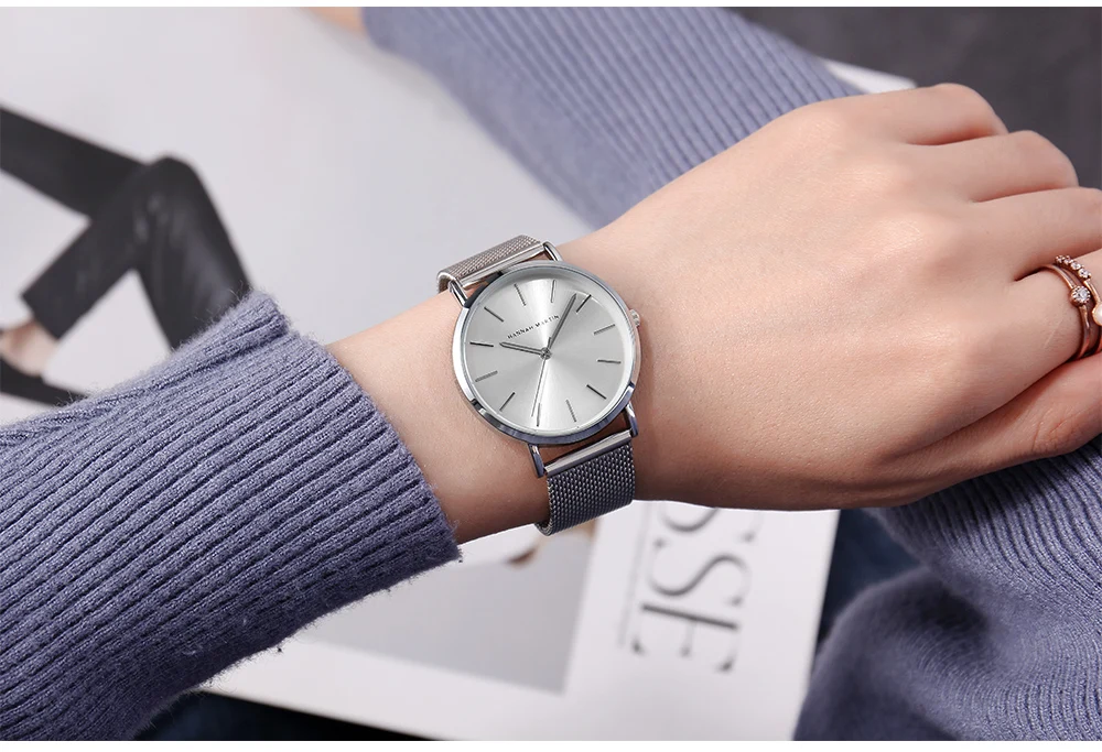 Reloj De Pulsera De Lujo Para Mujer De Banda De Acero Inoxidable De Calidad
