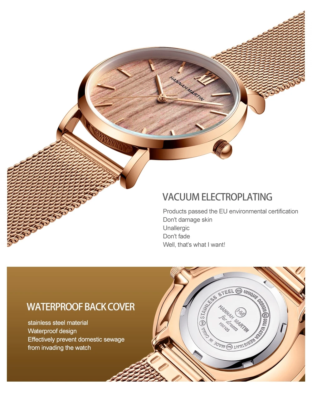 Reloj De Pulsera De Lujo Para Mujer De Banda De Acero Inoxidable De Calidad