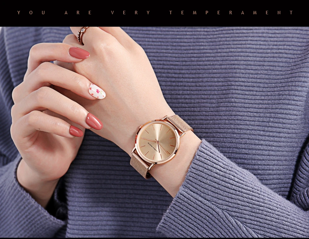Reloj De Pulsera De Lujo Para Mujer De Banda De Acero Inoxidable De Calidad