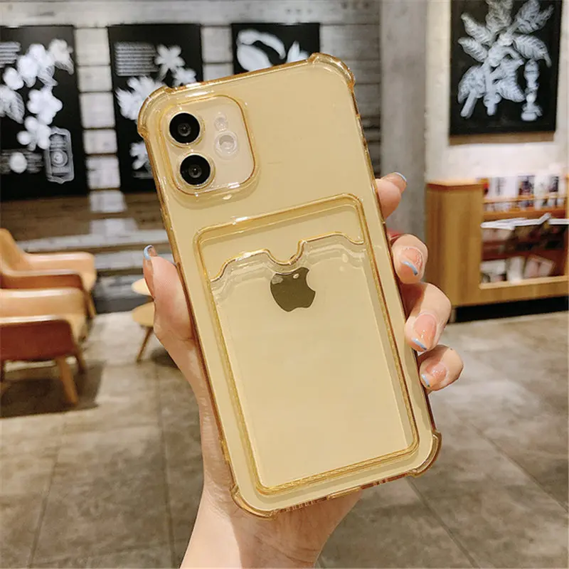 Funda Transparente Para Iphone 11-15 Pro Max Con Soporte Para Tarjetas