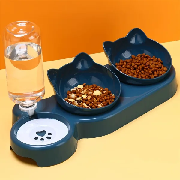 Cuencos Para Mascotas Con Alimentador De Agua, Diseño De Oreja Inclinado, Para Gatos