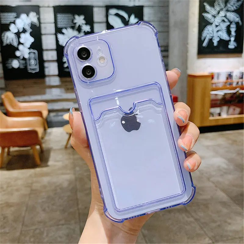 Funda Transparente Para Iphone 11-15 Pro Max Con Soporte Para Tarjetas