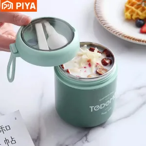 Fiambrera De Acero Inoxidable Con Cuchara, Contenedor Térmico Para Alimentos