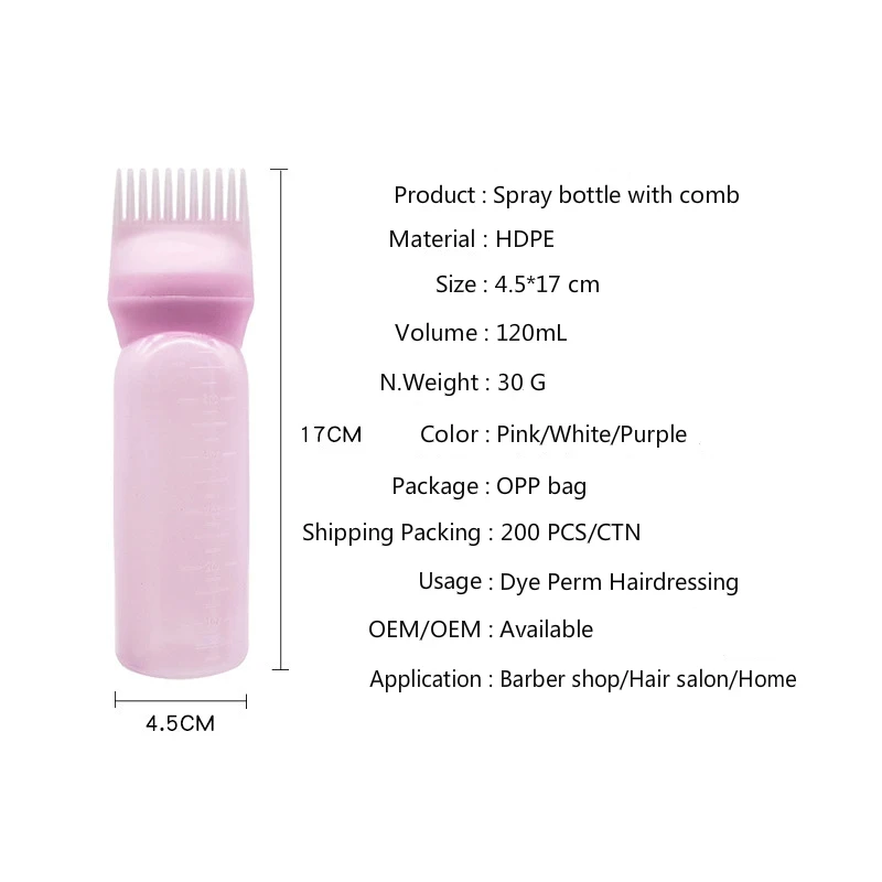 Botella Aplicadora De Aceite Para El Cabello De 3 Colores