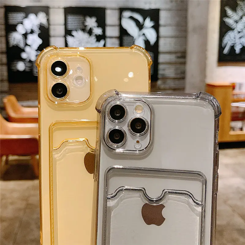 Funda Transparente Para Iphone 11-15 Pro Max Con Soporte Para Tarjetas