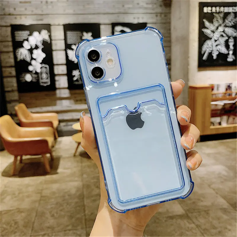 Funda Transparente Para Iphone 11-15 Pro Max Con Soporte Para Tarjetas