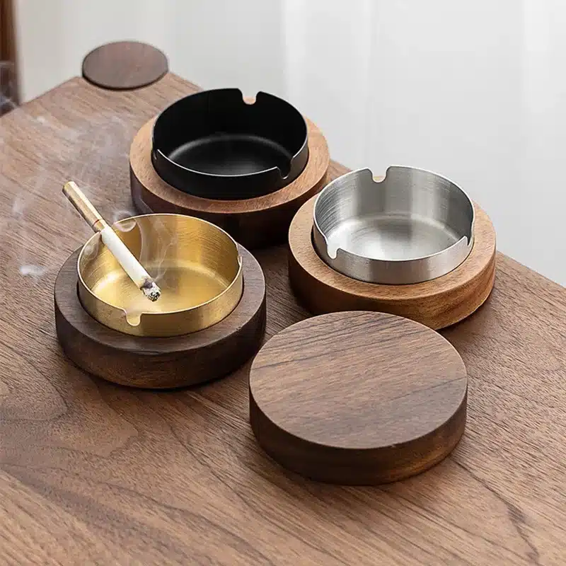Ceniceros Creativos Con Tapa De Madera De Nogal
