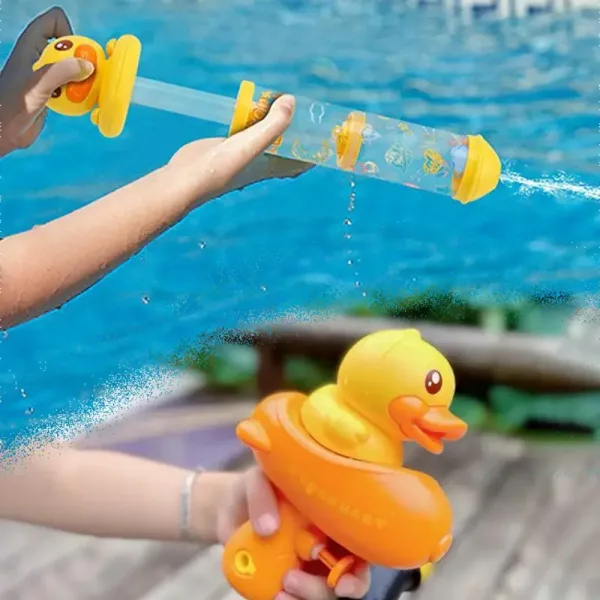 Pistola De Agua Tipo Tirón De Pato Amarillo, Juguete De Baño De Dibujos Animados