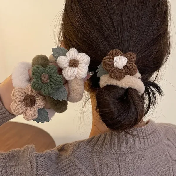 Coleteros Elásticos De Felpa Con Flores Para Niña